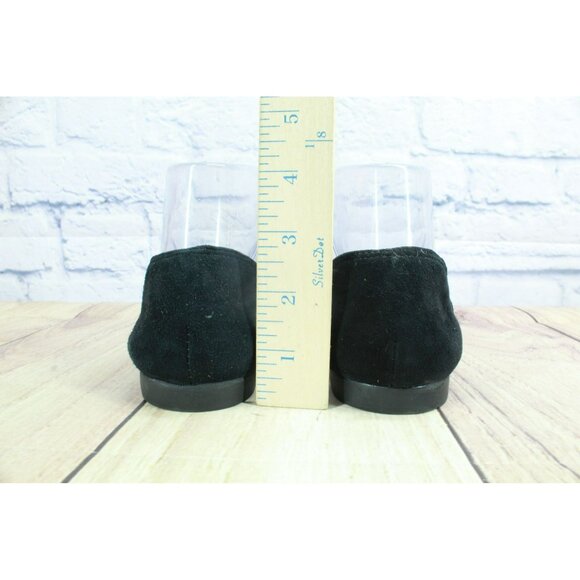 LL Bean Suede Leather Woven 7 M Black Almond Toe Slip-On Ballet Flat Shoes - Picture 6 of 9